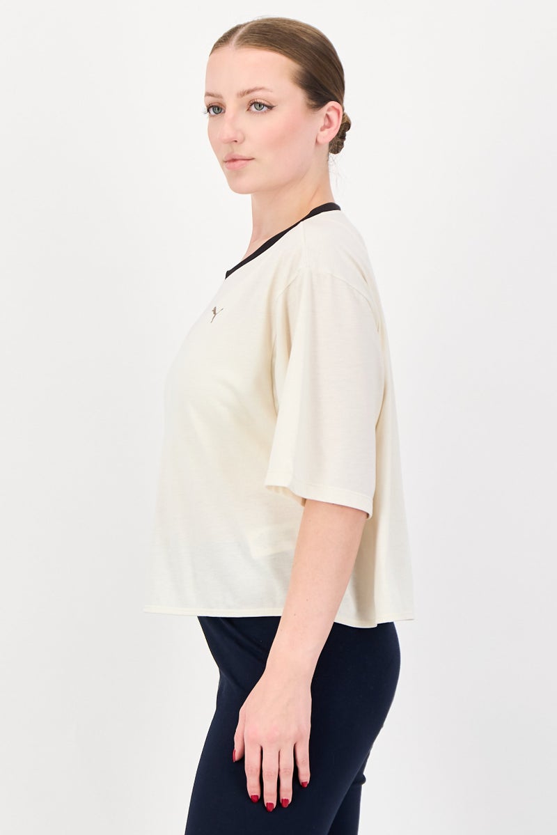 PUMA Women Sportswear Fit Short Sleeve Training Top, Beige - Image 2